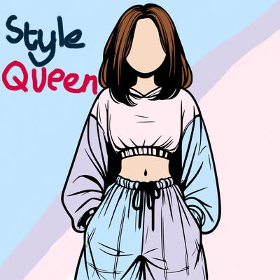 realistic girl faceless with baggy pants and a crop top