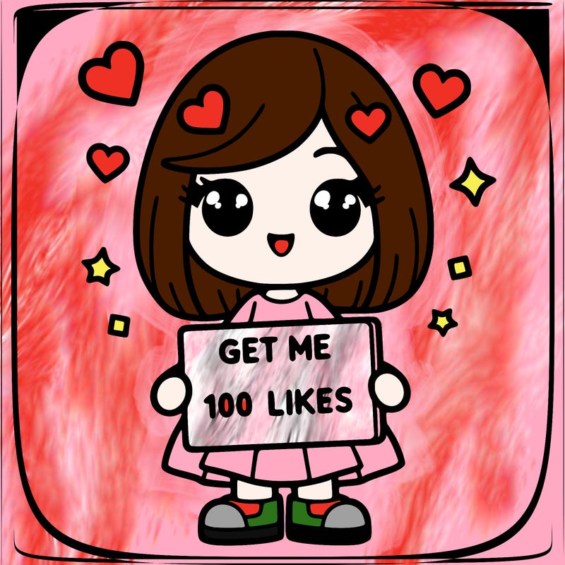 a girl with a sign that says get me 100 likes