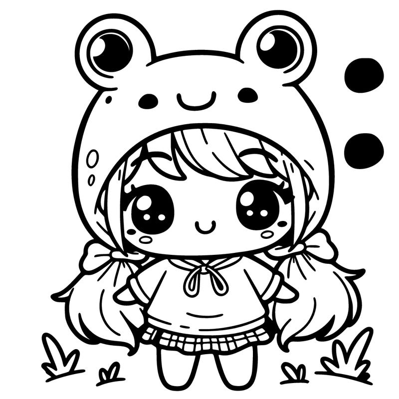 cute girl in a saggy froggy shirt