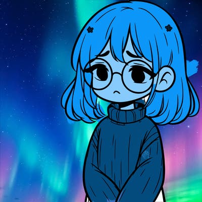 sad girl with glasses in a sweater