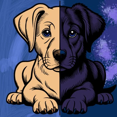 realistic dog split picture