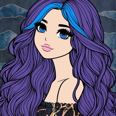 realistic girl with long wavy hair