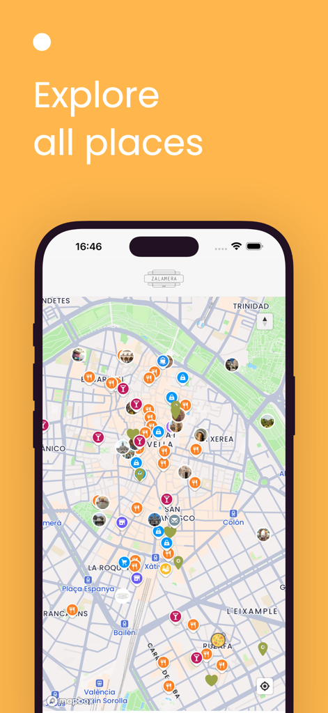 Map view within the Concierge Friend app showing local recommendations and points of interest
