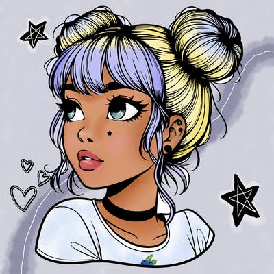 realistic girl with spacebuns