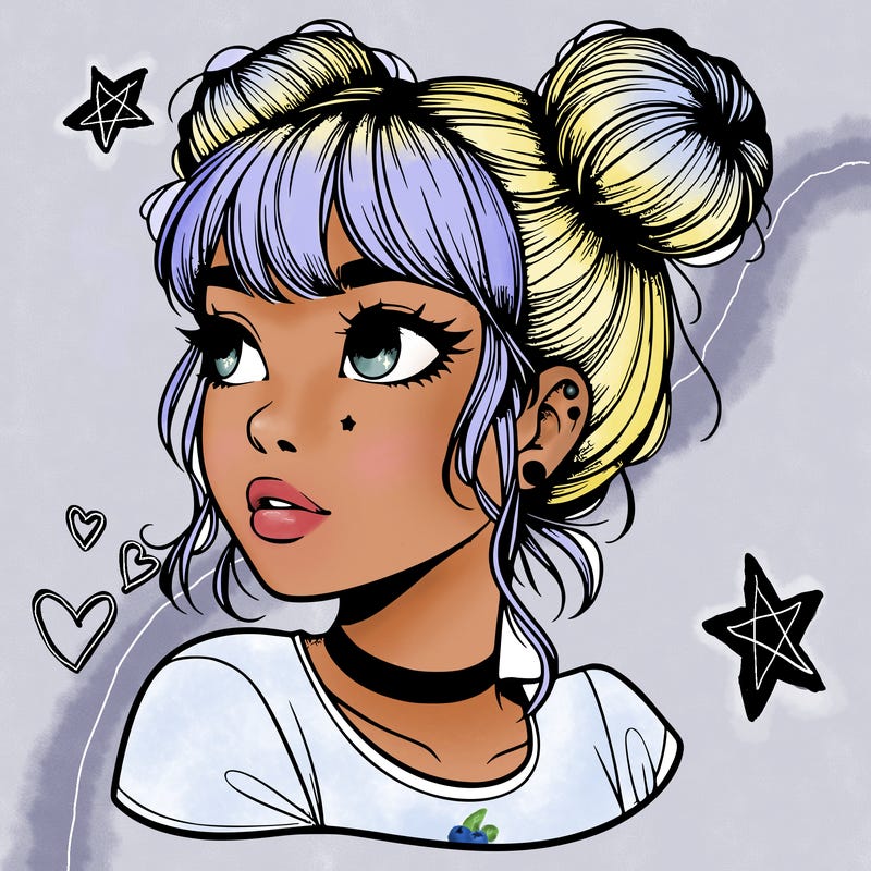 realistic girl with spacebuns