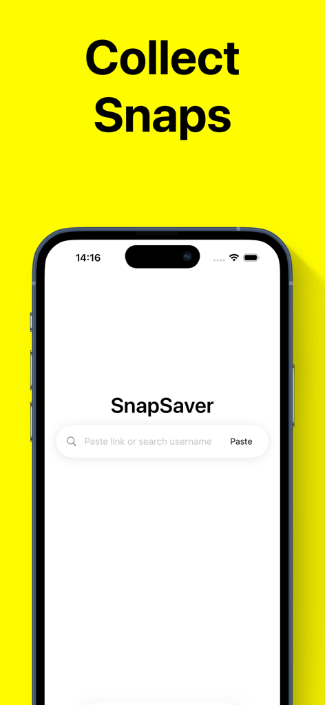 SnapSaver - Story Snap Saver - SnapSaver mobile app screen with a search bar for collecting snaps and stories