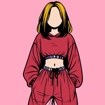 realistic girl faceless with baggy pants and a crop top