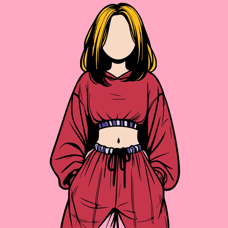 realistic girl faceless with baggy pants and a crop top