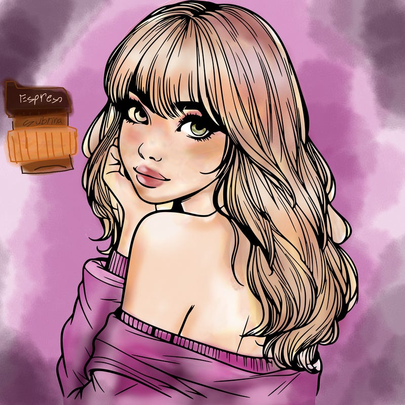 realistic girl with bangs looking over her shoulder