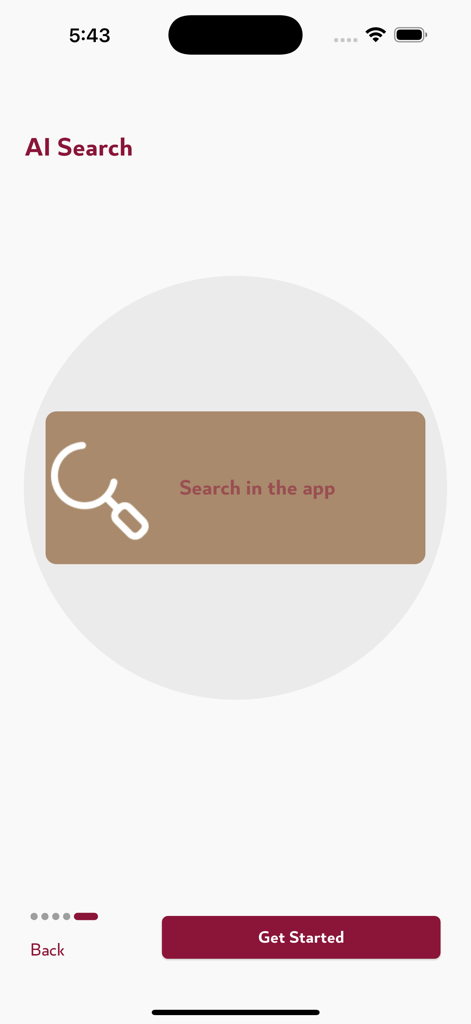 Qatar Aqarat - Qatar Aqarat app onboarding screen for AI search feature