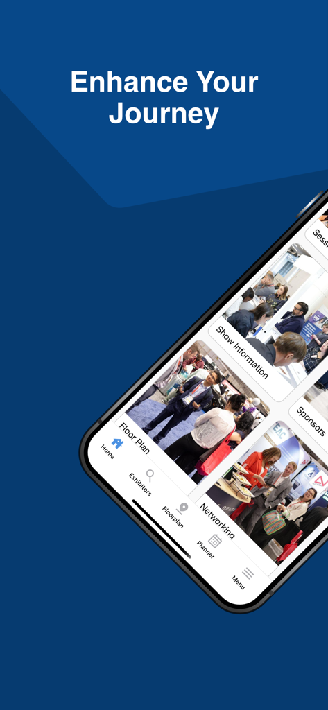 カンファレンス機能とネットワーキングオプションを備えたNBAA SDC2026アプリのホーム画面インターフェース