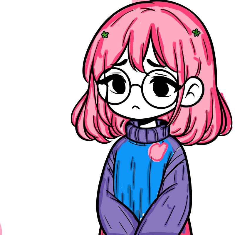 sad girl with glasses in a sweater