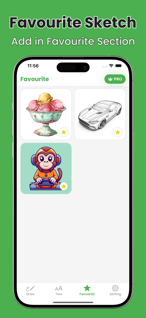 AR Drawing Sketch Trace Paint - AR Drawing app favorite sketches screen showing saved artwork templates