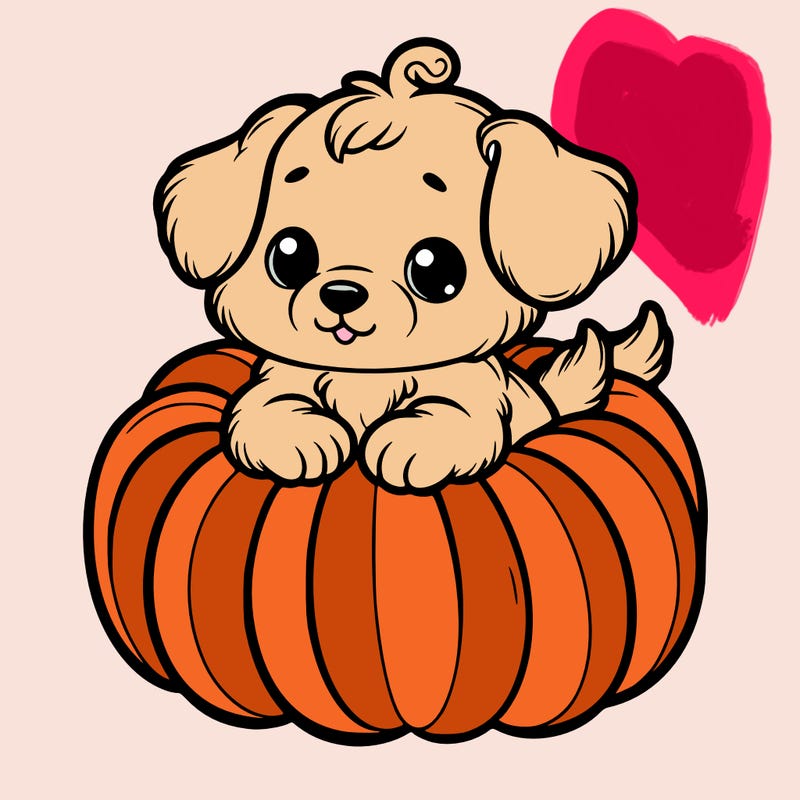 cute little puppy in a pumpkin