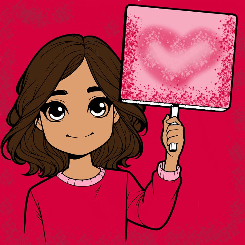 realistic girl holding up a sign