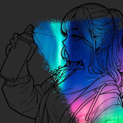 a realistic girl spray, painting