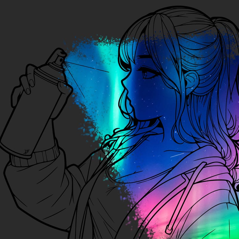 a realistic girl spray, painting