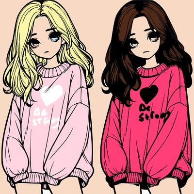 realistic girl with baggy sweater