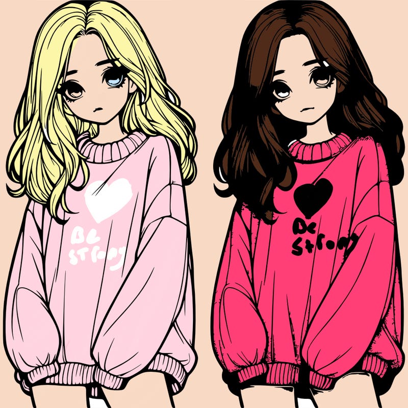 realistic girl with baggy sweater