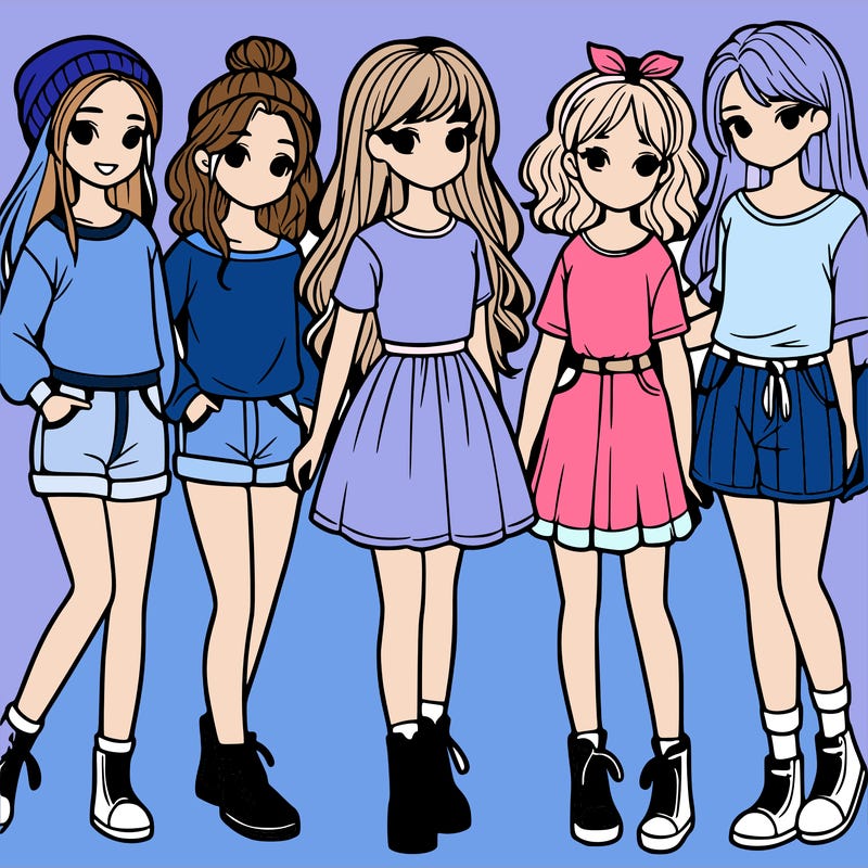 a group of five girls