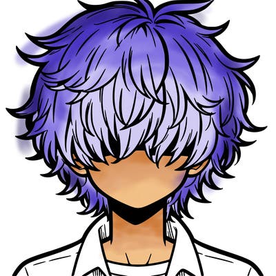 manga boy fluffy hair covering his eyes