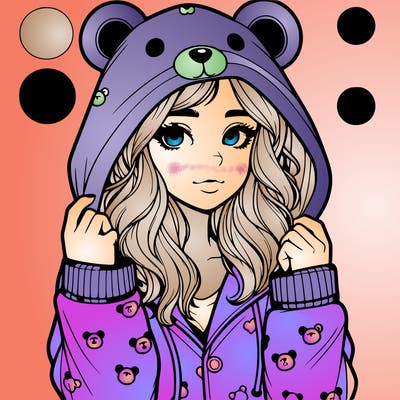 realistic girl in a animal pjs hoodie