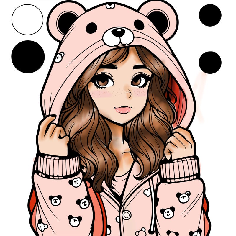 realistic girl in a animal pjs hoodie