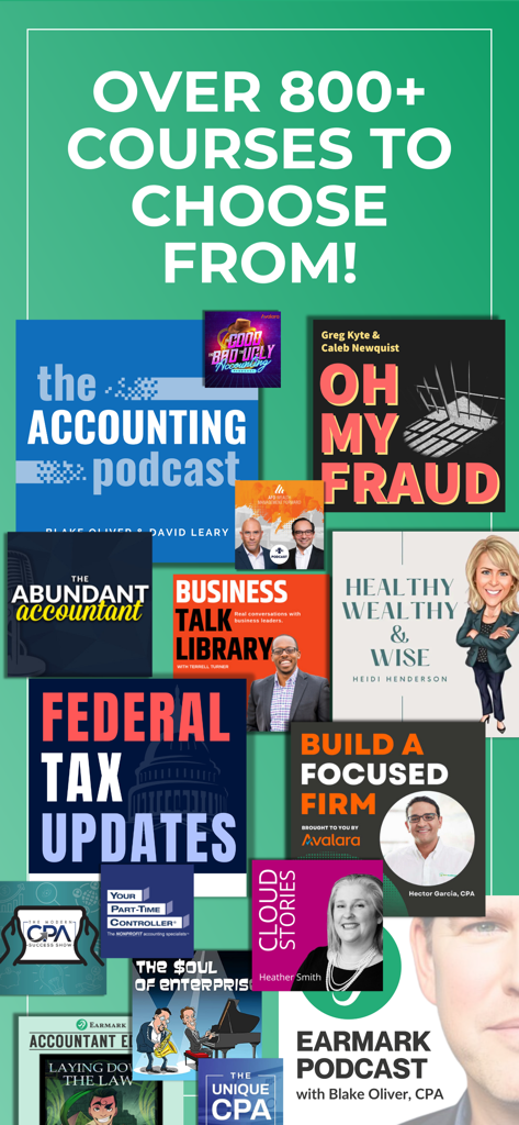 Earmark - A library of over 800 accounting and tax podcast courses for earning CPE credits on the Earmark app.