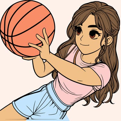 realistic girl playing basketball