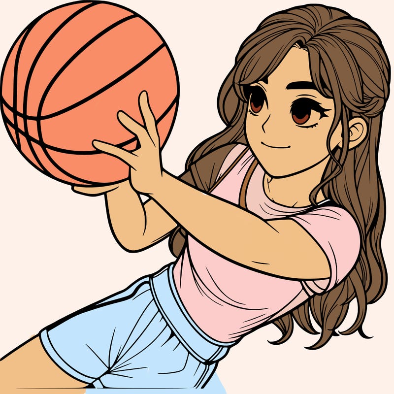 realistic girl playing basketball