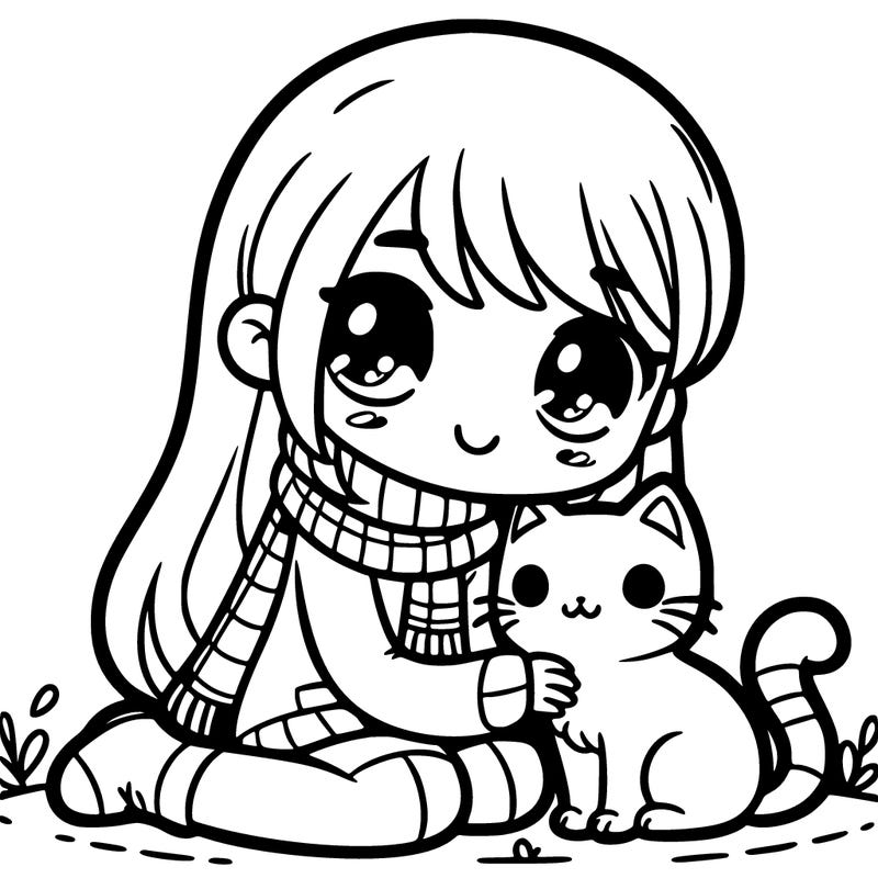 cute girl with a cat