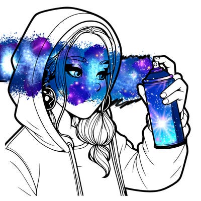 a realistic girl, spray painting