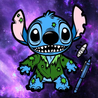 stitch in a zombie costume
