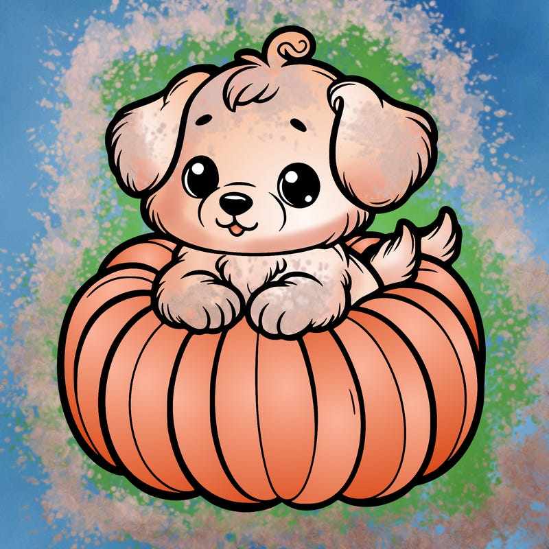 cute little puppy in a pumpkin