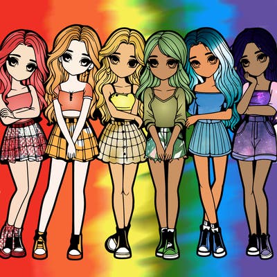 a group of girls realistic