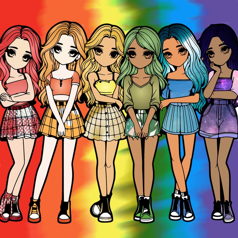 a group of girls realistic