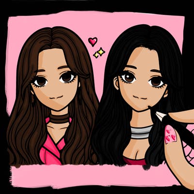 realistic blackpink image jennie and jisoo both have long hair
