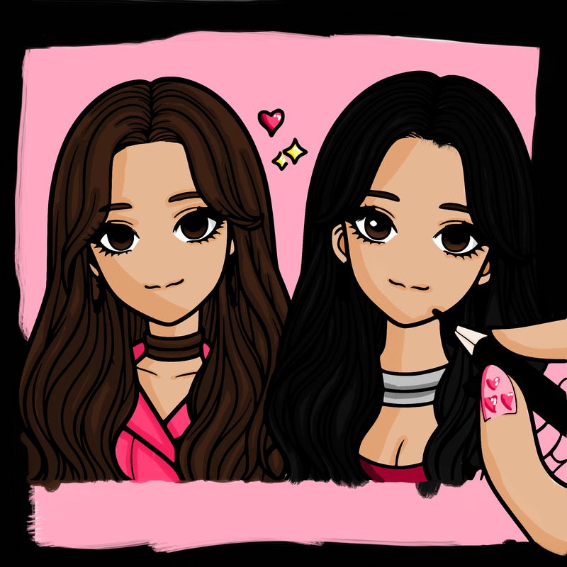 realistic blackpink image jennie and jisoo both have long hair