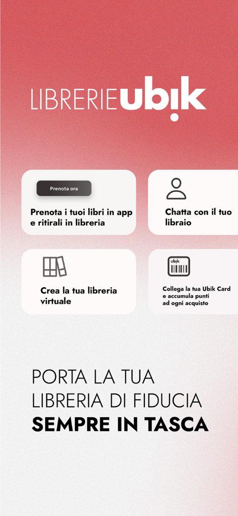 Promotional screen for the my ubik app highlighting features like book reservations virtual library and loyalty rewards