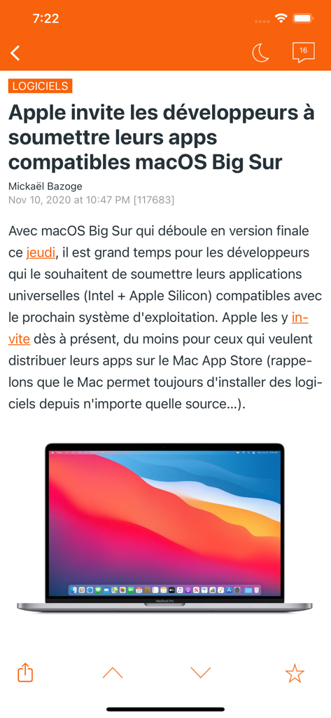 News article on iGeneration app about Apple inviting developers for macOS Big Sur apps