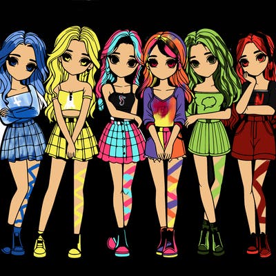 a group of girls realistic