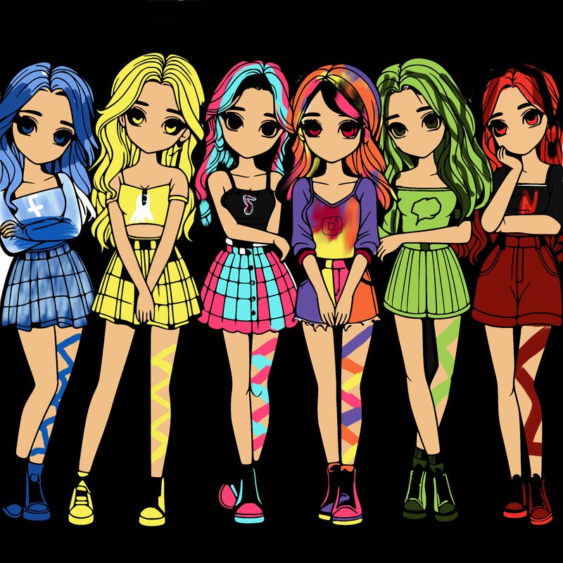 a group of girls realistic