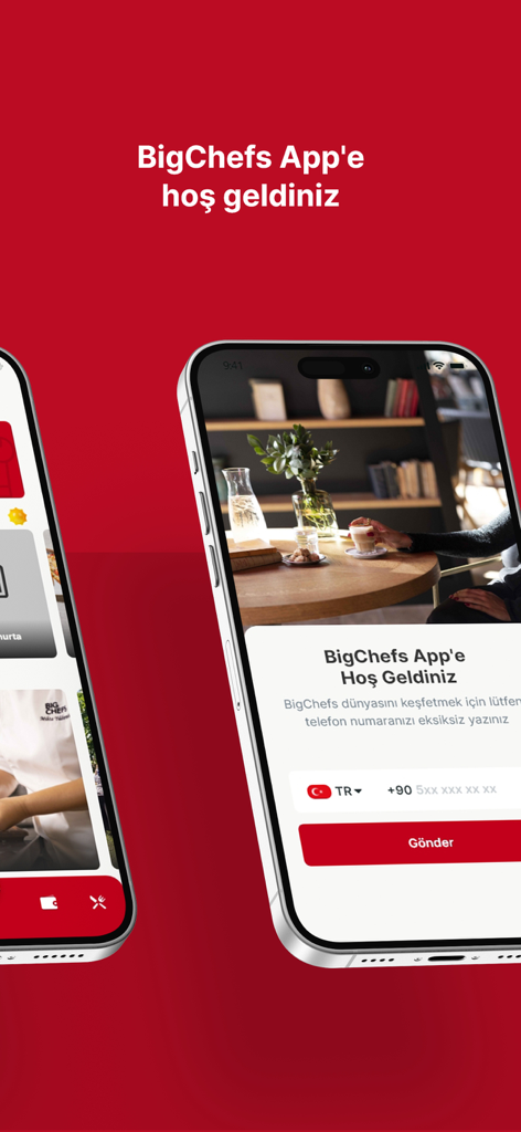 BigChefs App - Pantalla de bienvenida e inicio de sesión de la aplicación móvil BigChefs