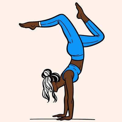 a woman doing a handstand