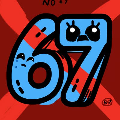 the numbers 67