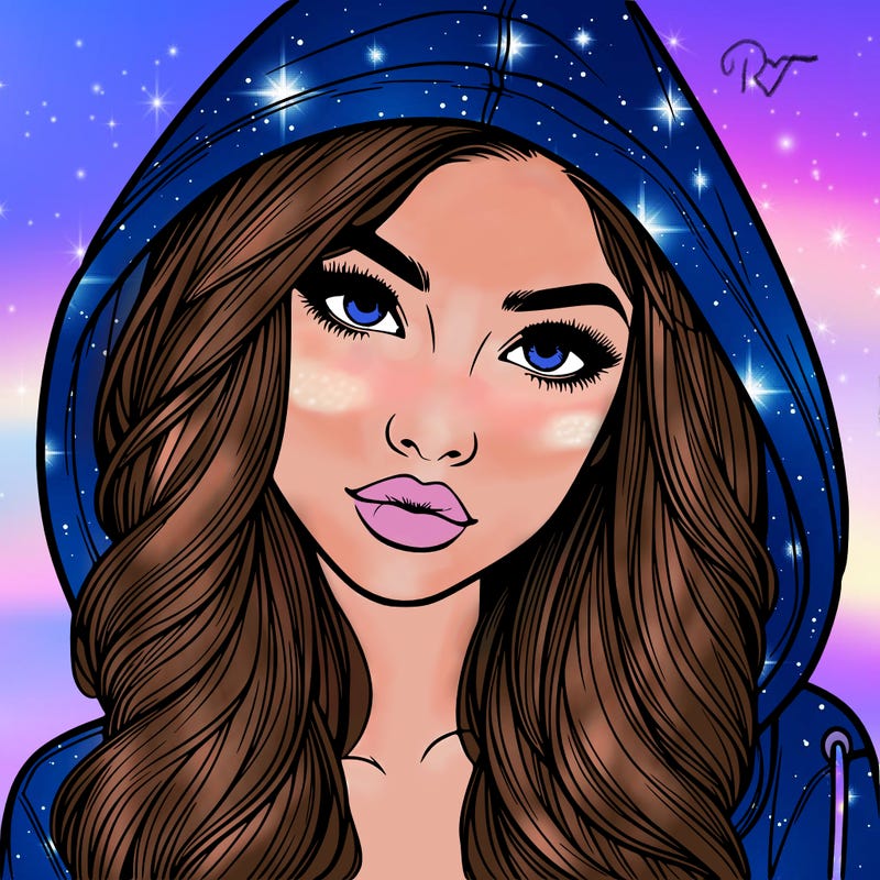 realistic beautiful girl with a hood on