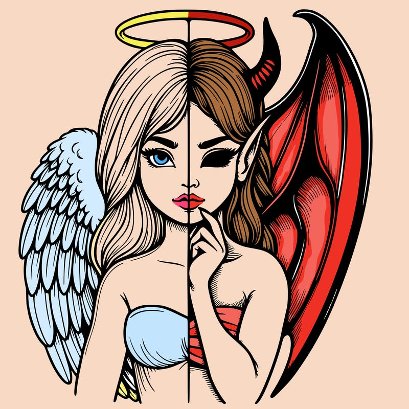 realistic angel half demon