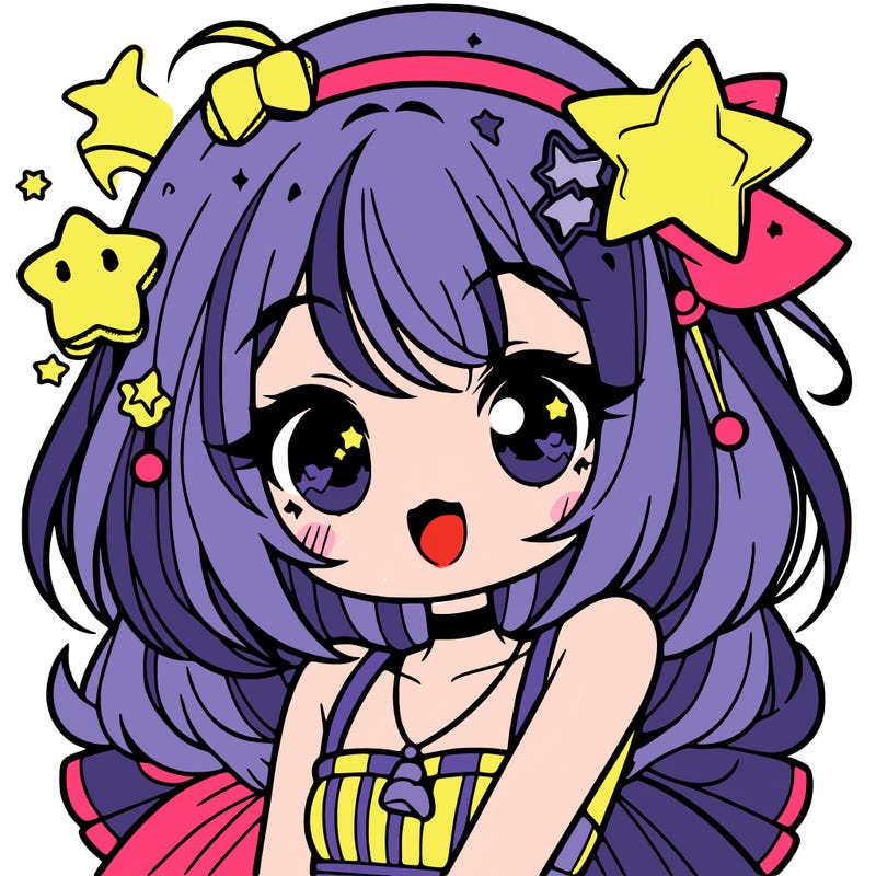 cute anime girl with star accessories