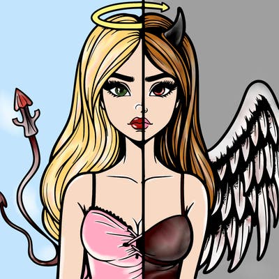 devil vs angel realistic girl