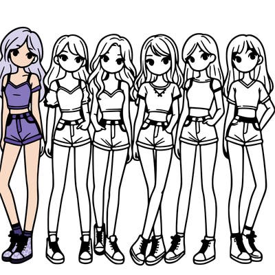 a group of girls wearing crop tops and shorts